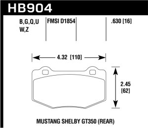 Ford Mustang Brake Pads - Rear - Hawk Performance - DTC-80 - `15-`17 Ford Mustang Brake Pads - Rear - Hawk Performance - DTC-80 - `15-`17